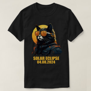 Cat Total Solar Eclipse April 8 2024 Astronomie T-Shirt