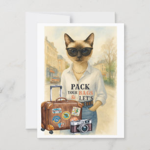 Cat Travel Pack deine Tasche und geh für Cat Lover Postkarte