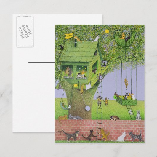 Cat Tree House Postkarte (Vorne/Hinten)