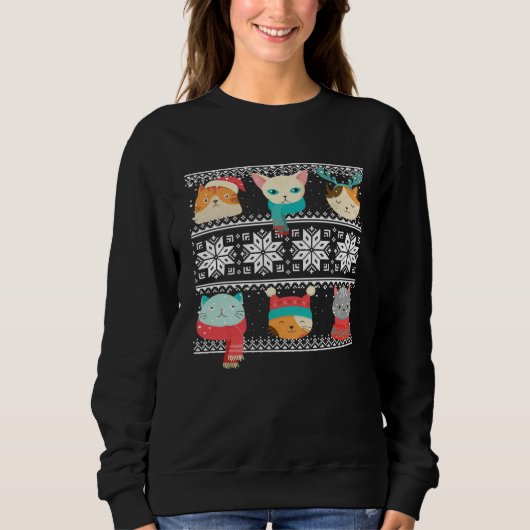Cat Tree Ugly Sweater Christmas Matching Sweatshirt (Vorderseite)