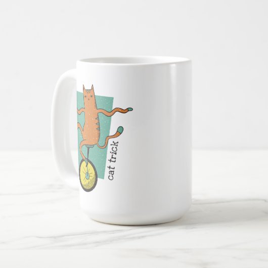 Cat Trick Funny Tabby Cat Rafting Einrad Kaffeetasse (Vorderseite Links)