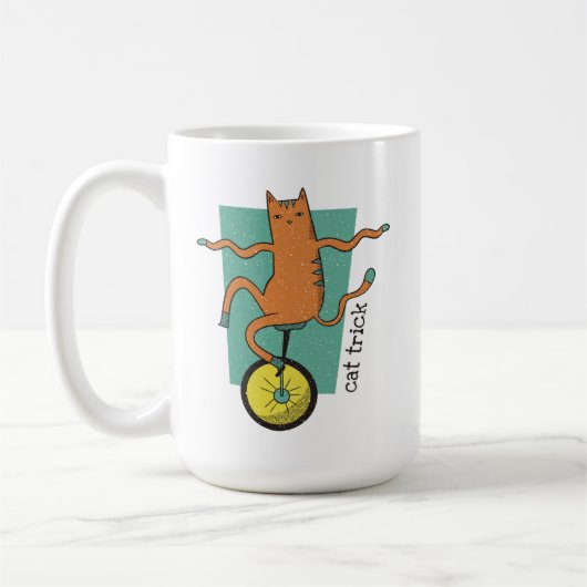 Cat Trick Funny Tabby Cat Rafting Einrad Kaffeetasse (Links)
