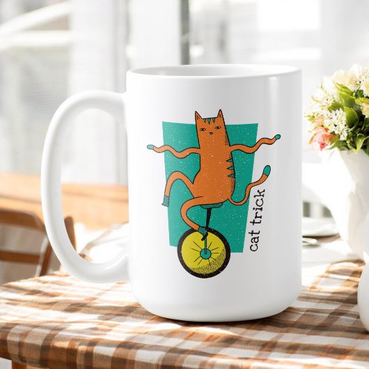Cat Trick Funny Tabby Cat Rafting Einrad Kaffeetasse