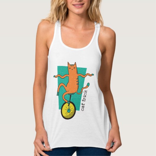 Cat Trick Funny Tabby Cat Rafting Einrad Tank Top (Vorderseite)
