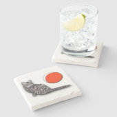 Cat trifft den Vollmond Steinuntersetzer (Seitenansicht)