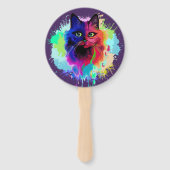 Cat Trippy Psychedelic Pop Art Fächer (Vorderseite)