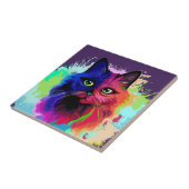 Cat Trippy Psychedelic Pop Art Fliese (Seite)