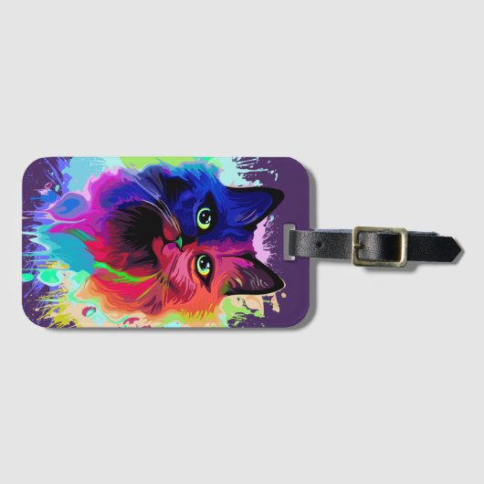 Cat Trippy Psychedelic Pop Art Gepäckanhänger (Vorderseite (Horizontal))