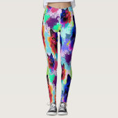 Cat Trippy Psychedelic Pop Art Leggings (Vorderseite)