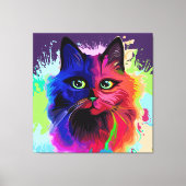 Cat Trippy Psychedelic Pop Art Leinwanddruck (Vorderseite)