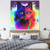 Cat Trippy Psychedelic Pop Art Leinwanddruck (Insitu (Schlafzimmer))