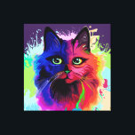 Cat Trippy Psychedelic Pop Art Leinwanddruck<br><div class="desc">Psychedelischer Trippy Pop Art Cat Portrait auf farbenfrohen Paint Spritzern. Original Vector IllustrationCopyright BluedarkArt The ChameleonArt.</div>