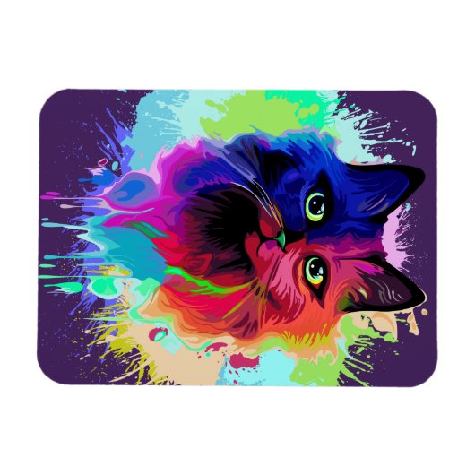 Cat Trippy Psychedelic Pop Art Magnet (Horizontal)