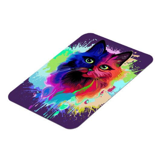 Cat Trippy Psychedelic Pop Art Magnet (Linke Seite)