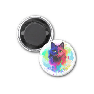 Cat Trippy Psychedelic Pop Art Magnet