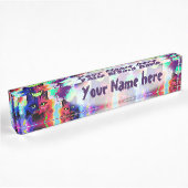 Cat Trippy Psychedelic Pop Art Namensplakette
