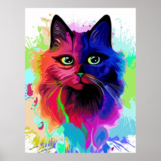 Cat Trippy Psychedelic Pop Art Poster (Vorne)