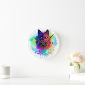 Cat Trippy Psychedelic Pop Art Runde Wanduhr (Zuhause)