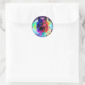 Cat Trippy Psychedelic Pop Art Runder Aufkleber (Tasche)