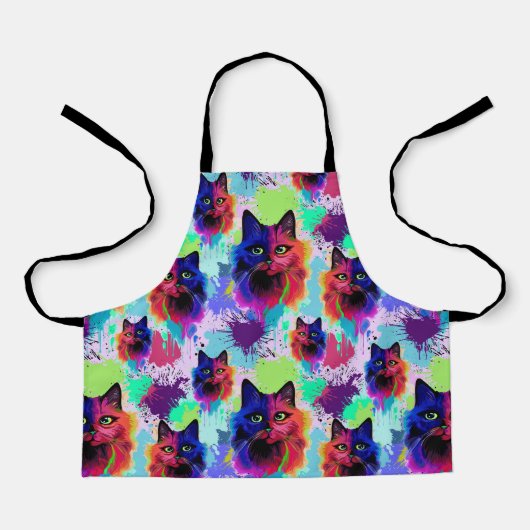 Cat Trippy Psychedelic Pop Art Schürze (Vorderseite)
