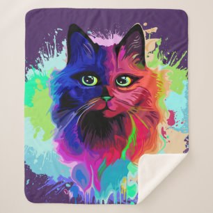 Cat Trippy Psychedelic Pop Art Sherpadecke