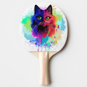 Cat Trippy Psychedelic Pop Art Tischtennis Schläger