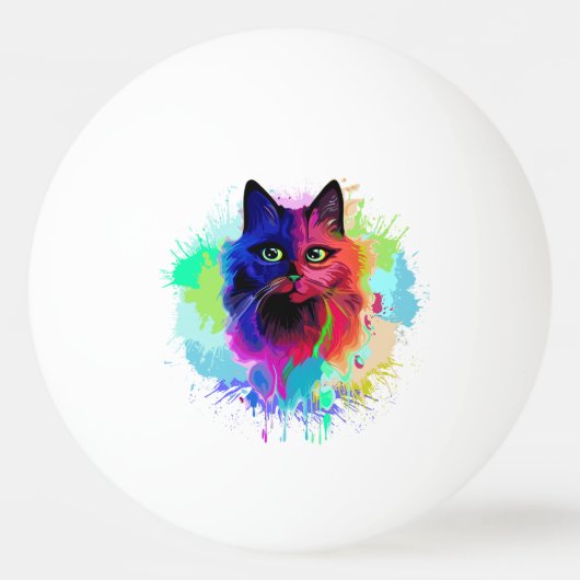 Cat Trippy Psychedelic Pop Art Tischtennisball (Vorderseite)