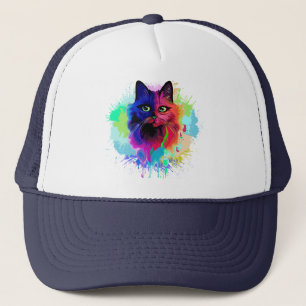 Cat Trippy Psychedelic Pop Art Truckerkappe