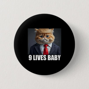 Cat Trump 9 Lives Ba1 Button
