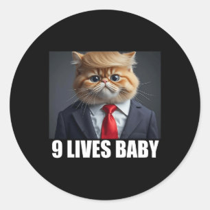 Cat Trump 9 Lives Ba1 Runder Aufkleber