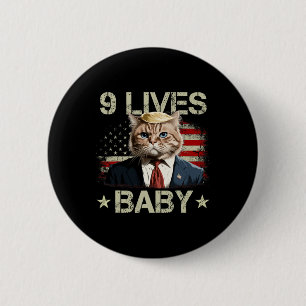 Cat Trump 9 Lives Ba Button