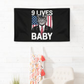 Cat Trump 9 Lives Baby Funny Trump Cat Banner (Insitu)