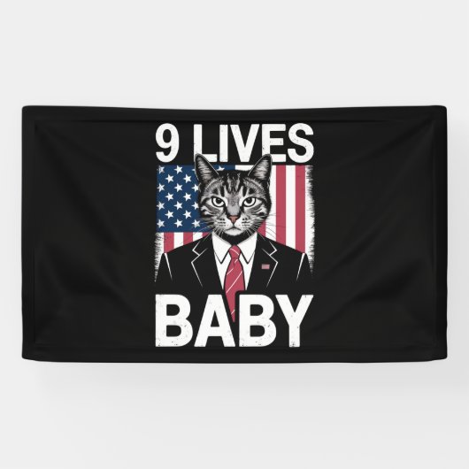Cat Trump 9 Lives Baby Funny Trump Cat Banner (Horizontal)