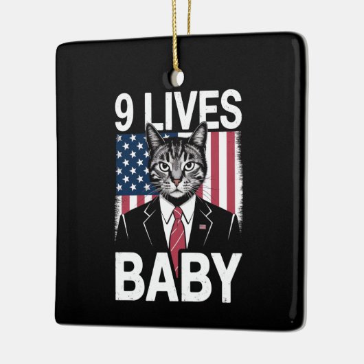 Cat Trump 9 Lives Baby Funny Trump Cat Keramikornament (Links)