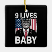Cat Trump 9 Lives Baby Funny Trump Cat Keramikornament (Vorderseite)