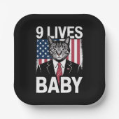 Cat Trump 9 Lives Baby Funny Trump Cat Pappteller (Vorderseite)