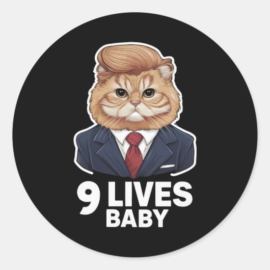Cat Trump 9 Lives Baby Runder Aufkleber (Vorderseite)