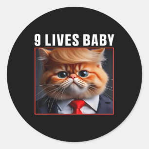 Cat Trump 9 Lives Baby Runder Aufkleber