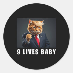 Cat Trump 9 Lives Baby Trump 2024 Win Victory Winn Runder Aufkleber