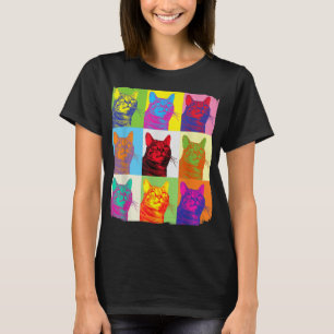 Cat Tshirt, Cat Lover Shirt, Pop Art Womens Cat Sh T-Shirt