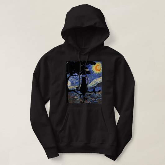 Cat Tshirt, Starry Night Cat T-Shirt, Van Gogh Cat Hoodie (Design vorne)