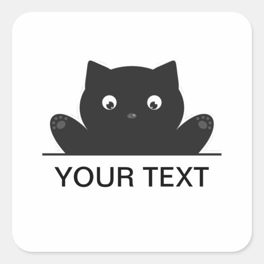 CAT ÜBERRASCHT QUADRATISCHER AUFKLEBER (Vorderseite)