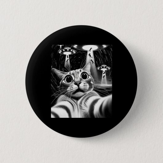 Cat Ufasion _ Funny Cat Meme Retro Alien Cat Button (Vorderseite)