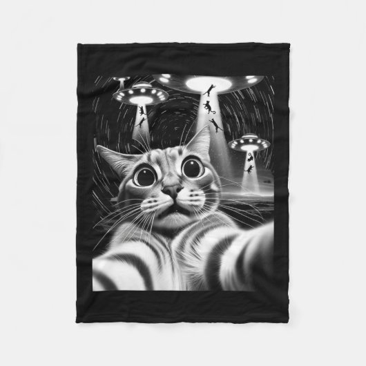 Cat Ufasion _ Funny Cat Meme Retro Alien Cat Fleecedecke (Vorderseite)