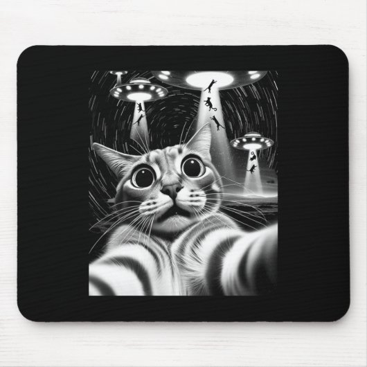 Cat Ufasion _ Funny Cat Meme Retro Alien Cat Mousepad (Vorne)