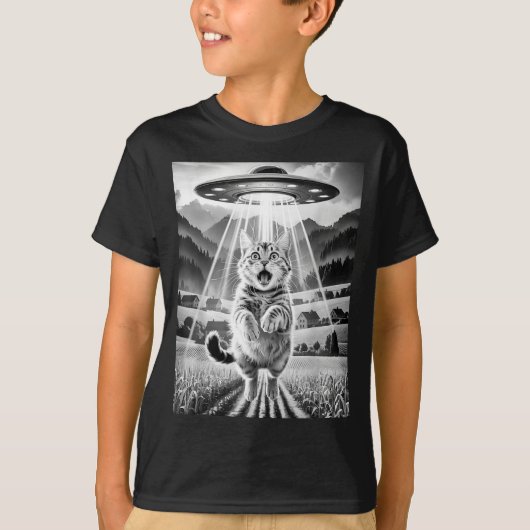 Cat Ufo Alien Abduction Funny Graphic Tees Men Wom (Vorderseite)