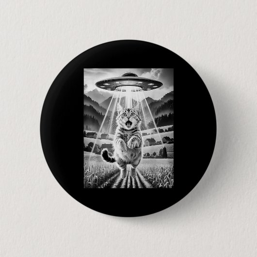 Cat Ufo Alien Abduction Funny Graphic Tees Men Wom Button (Vorderseite)
