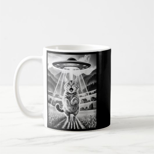 Cat Ufo Alien Abduction Funny Graphic Tees Men Wom Kaffeetasse (Links)