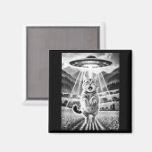 Cat Ufo Alien Abduction Funny Graphic Tees Men Wom Magnet (Vorderseite/Rückseite)
