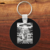 Cat Ufo Alien Abduction Funny Graphic Tees Men Wom Schlüsselanhänger (Vorderseite)